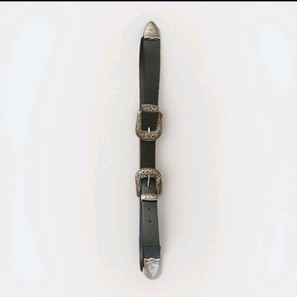 Vintage Western Style Double Buckle Faux Leather Belt Med To XL - Picture 8 of 9